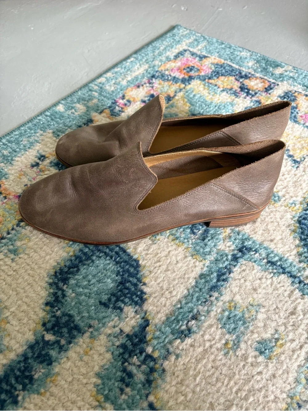 Lucky Brand Taupe Slip-On Leather Loafers